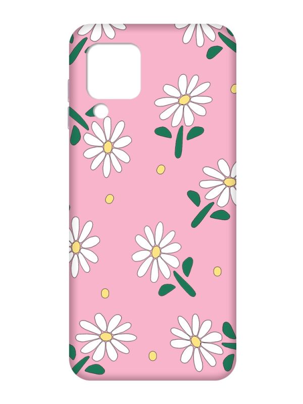 Матовий рожевий чохол на Samsung Galaxy M32/A22/M22 4G :: Ромашки (принт 368)