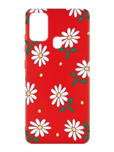 Матовий червоний чохол на Samsung Galaxy M30s/M21 :: Ромашки (принт 368)