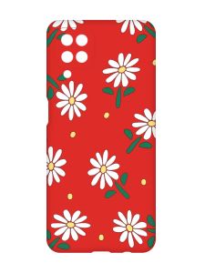 Матовий червоний чохол на Samsung Galaxy A12 :: Ромашки (принт 368)
