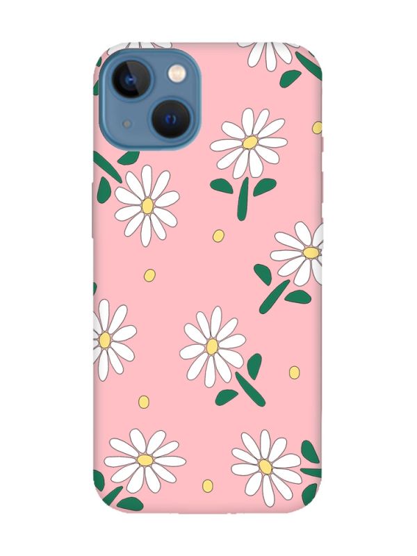 Матовий рожевий чохол на Apple iPhone 13 :: Ромашки (принт 368)