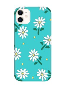 Матовий бірюзовий чохол на Apple iPhone 11 (6.1) :: Ромашки (принт 368)