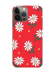 Матовий червоний чохол на Apple iPhone 13 Pro :: Ромашки (принт 368)