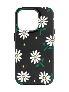Матовий чорний чохол на Apple iPhone 14 Pro Max :: Ромашки (принт 368)