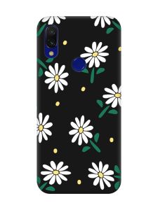 Матовий чорний чохол на Xiaomi Redmi 7 :: Ромашки /принт 368/