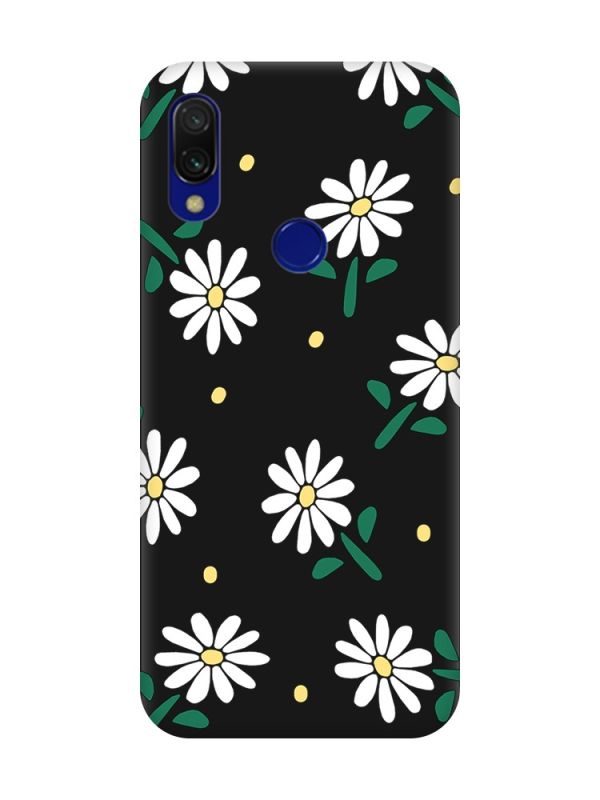 Матовий чорний чохол на Xiaomi Redmi 7 :: Ромашки /принт 368/