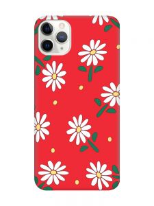 Матовий червоний чохол на iPhone 11 Pro Max (6.5) :: Ромашки (принт 368)