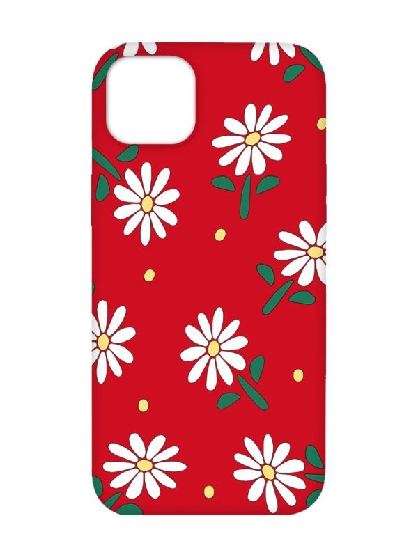 Матовий червоний чохол на iPhone 14 Plus :: Ромашки (принт 368)
