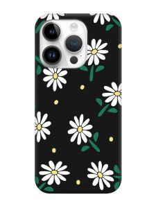 Матовий чорний чохол на Apple iPhone 14 Pro :: Ромашки (принт 368)