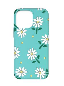 Матовий бірюзовий чохол на Apple iPhone 13 Pro :: Ромашки (принт 368)