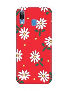 Матовий червоний чохол на Samsung Galaxy A30 (2019) / A20 (2019) :: Ромашки (принт 368)