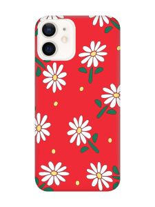 Матовий червоний чохол на Apple iPhone 12 / 12 Pro (6.1) :: Ромашки (принт 368)