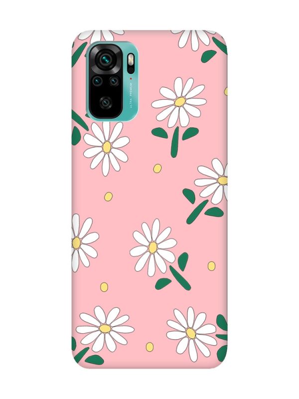 Матовий рожевий чохол на Xiaomi Redmi Note 10 / Note 10s :: Ромашки (принт 368)