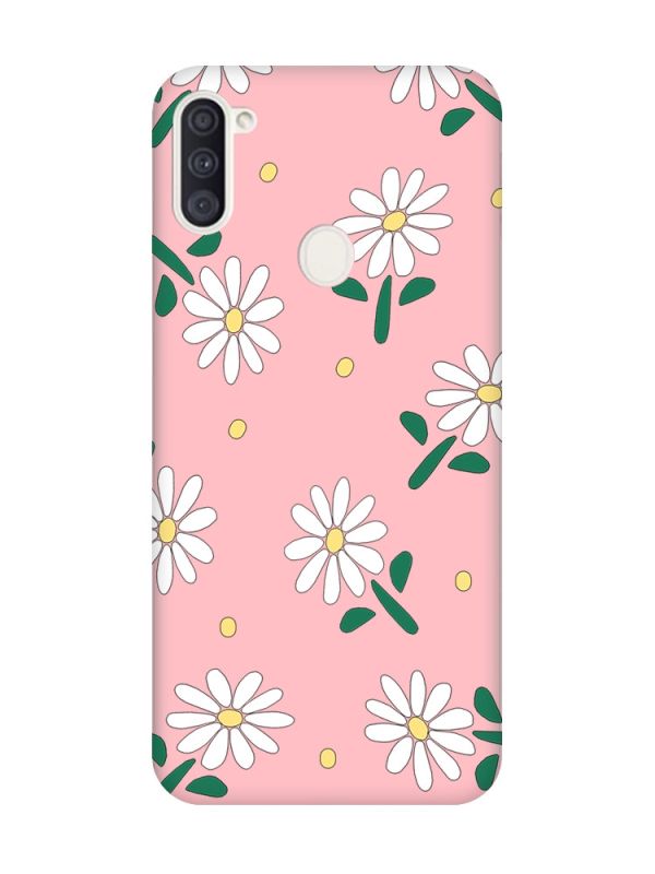 Матовий рожевий чохол на Samsung Galaxy A11 :: Ромашки (принт 368)