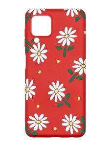 Матовий червоний чохол на Samsung Galaxy M32/A22/M22 4G :: Ромашки (принт 368)