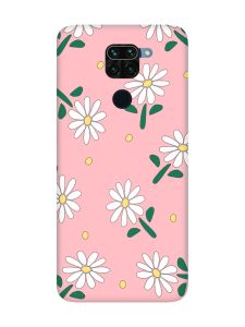 Матовий рожевий чохол на Xiaomi Redmi Note 9 :: Ромашки (принт 368)
