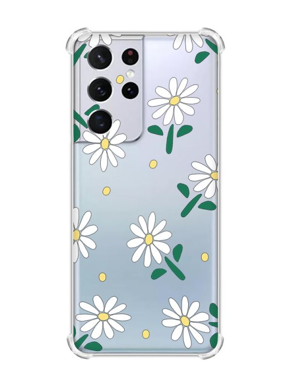 Чохол з потовщеними кутами на Samsung Galaxy S21 Ultra :: Ромашки (принт 368)