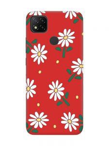 Матовий червоний чохол на Xiaomi Redmi 9C/10A :: Ромашки (принт 368)