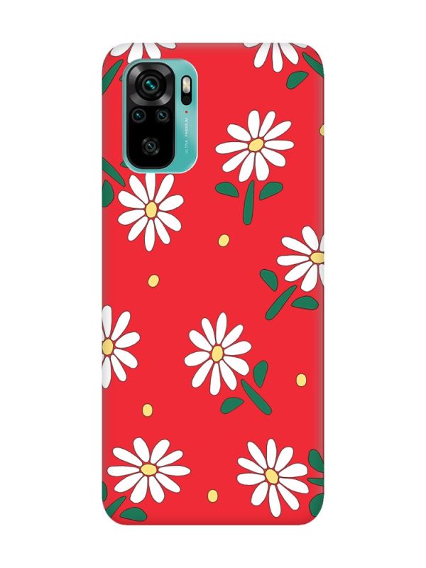Матовий червоний чохол на Xiaomi Redmi Note 10 / Note 10s :: Ромашки (принт 368)