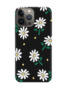 Матовий чорний чохол на Apple iPhone 13 Pro :: Ромашки (принт 368)