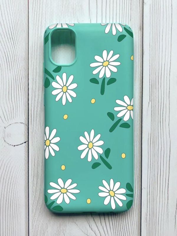Матовий бірюзовий чохол на Samsung Galaxy A04E / A042 :: Ромашки (принт 368)