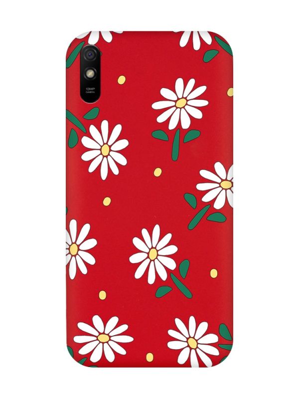 Матовий червоний чохол на Xiaomi Redmi 9A :: Ромашки (принт 368)