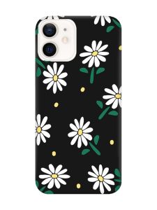 Матовий чорний чохол на Apple iPhone 12 / 12 Pro (6.1) :: Ромашки (принт 368)