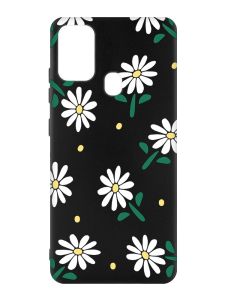 Матовий чорний чохол на Samsung Galaxy M30s/M21 :: Ромашки (принт 368)
