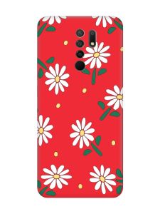 Матовий червоний чохол на Xiaomi Redmi 9 :: Ромашки (принт 368)