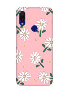 Матовий рожевий чохол на Xiaomi Redmi 7 :: Ромашки /принт 368/