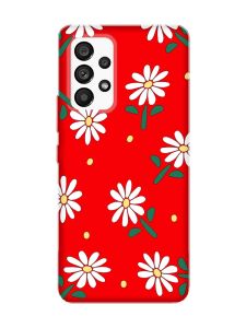 Матовий червоний чохол на Samsung Galaxy A53 4G/5G :: Ромашки (принт 368)