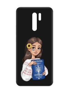 Матовий чорний чохол на Xiaomi Redmi 9 :: Дівчина з паспортом (принт 12)