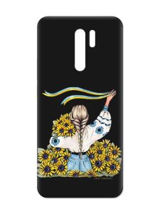 Матовий чорний чохол на Xiaomi Redmi 9 :: Дівчина зі стрічкою (принт 25)