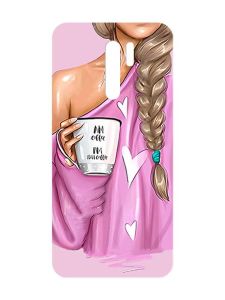 Матовий чорний чохол на Xiaomi Redmi 9 :: Дівчина з кавою (принт 58)