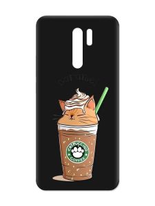 Матовий чорний чохол на Xiaomi Redmi 9 :: Капучіно котик (принт 97)