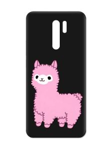 Матовий чорний чохол на Xiaomi Redmi 9 :: Лама рожева (принт 100)