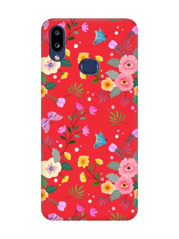 Матовий червоний чохол на Samsung Galaxy A10s (A107) :: Квітковий фон (принт 369)