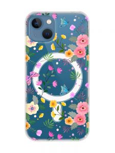 Магнітний чохол на iPhone 13 (6.1) із підтримкою MagSafe :: Квітковий фон (принт 369)