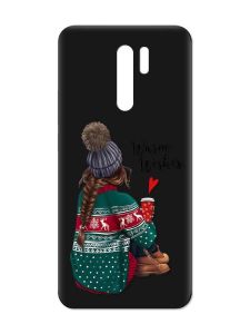 Матовий чорний чохол на Xiaomi Redmi 9 :: Дівчина з кавою (принт 136)