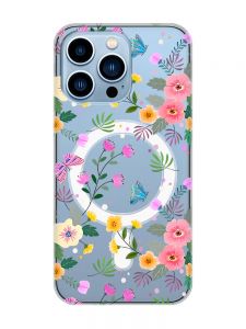 Магнітний чохол на iPhone 13 Pro Max із підтримкою MagSafe :: Квітковий фон (принт 369)