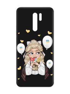 Матовий чорний чохол на Xiaomi Redmi 9 :: Українка з солодощами (патріотичний принт 175)