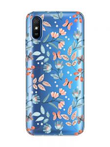 Прозорий чохол на Xiaomi Redmi 9A  :: Квітковий фон (принт 370)