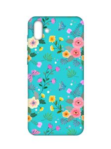 Матовий бірюзовий чохол на Samsung Galaxy A04 :: Квітковий фон (принт 369)