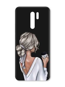 Матовий чорний чохол на Xiaomi Redmi 9 :: Дівчина з латте (принт 227)