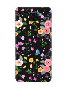 Матовий чорний чохол на Xiaomi Redmi Note 9 :: Квітковий фон (принт 369)