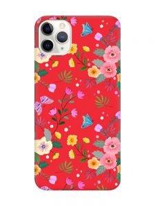 Матовий червоний чохол на iPhone 11 Pro Max (6.5) :: Квітковий фон (принт 369)