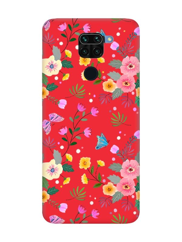 Матовий червоний чохол на Xiaomi Redmi Note 9 / 10X :: Квітковий фон (принт 369)