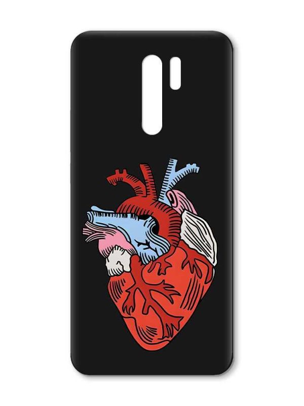 Матовий чорний чохол на Xiaomi Redmi 9 :: Серце анатомічне (принт 250)