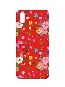 Матовий червоний чохол на Samsung Galaxy A04 :: Квітковий фон (принт 369)
