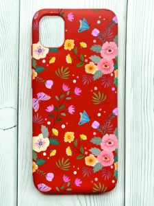 Матовий червоний чохол на Samsung Galaxy A04E/A042 :: Квітковий фон (принт 369)