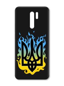 Матовий чорний чохол на Xiaomi Redmi 9 :: Тризуб Полум'я (принт 257)